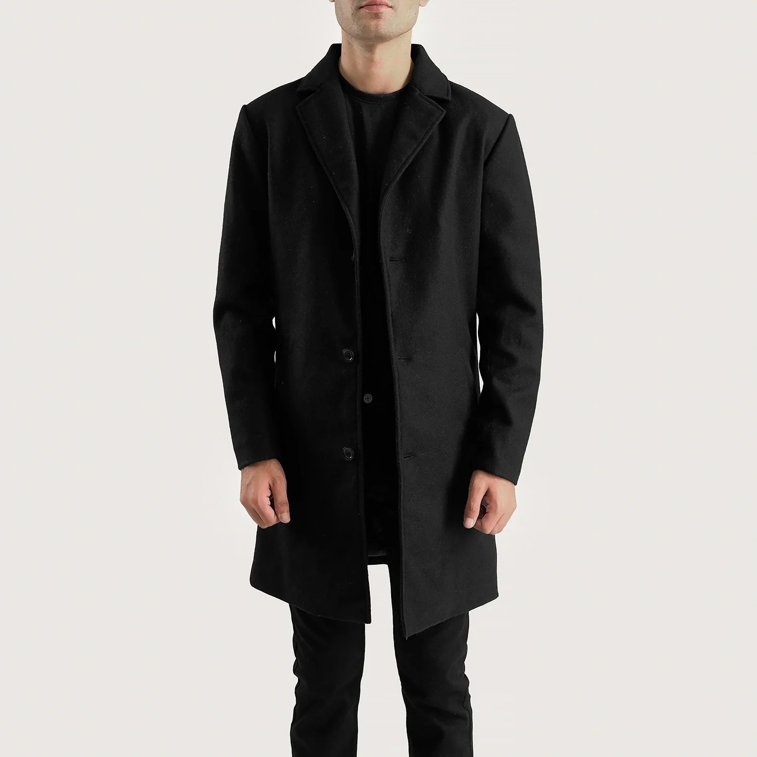 Men's Petrillo Black Wool Single Breasted Coat – The Jacket Maker