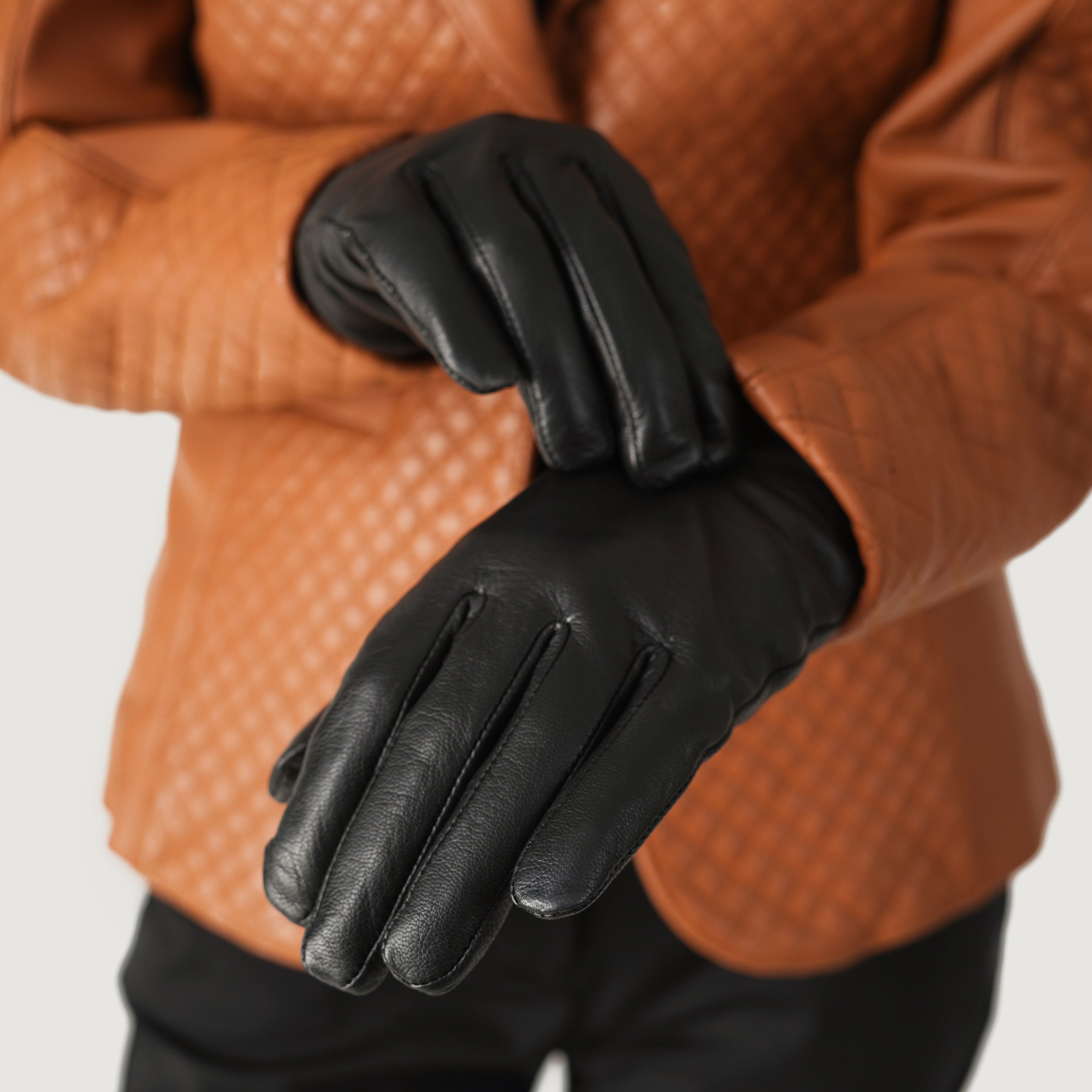 Saltor Black Leather Dress Gloves For Women - The Jacket Maker Italy Saltor Black Leather Dress Gloves For Women - The Jacket Maker Italy