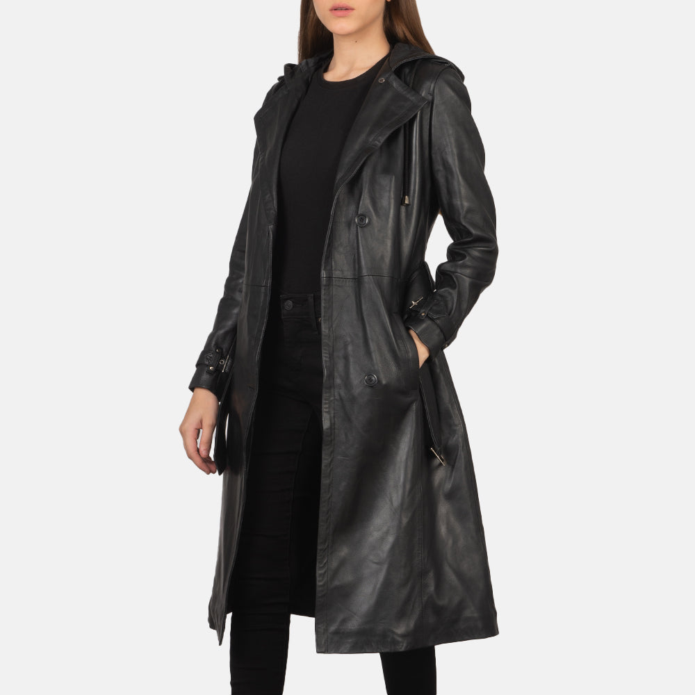 Women's Fixon Hooded Black Trench Coat – The Jacket Maker