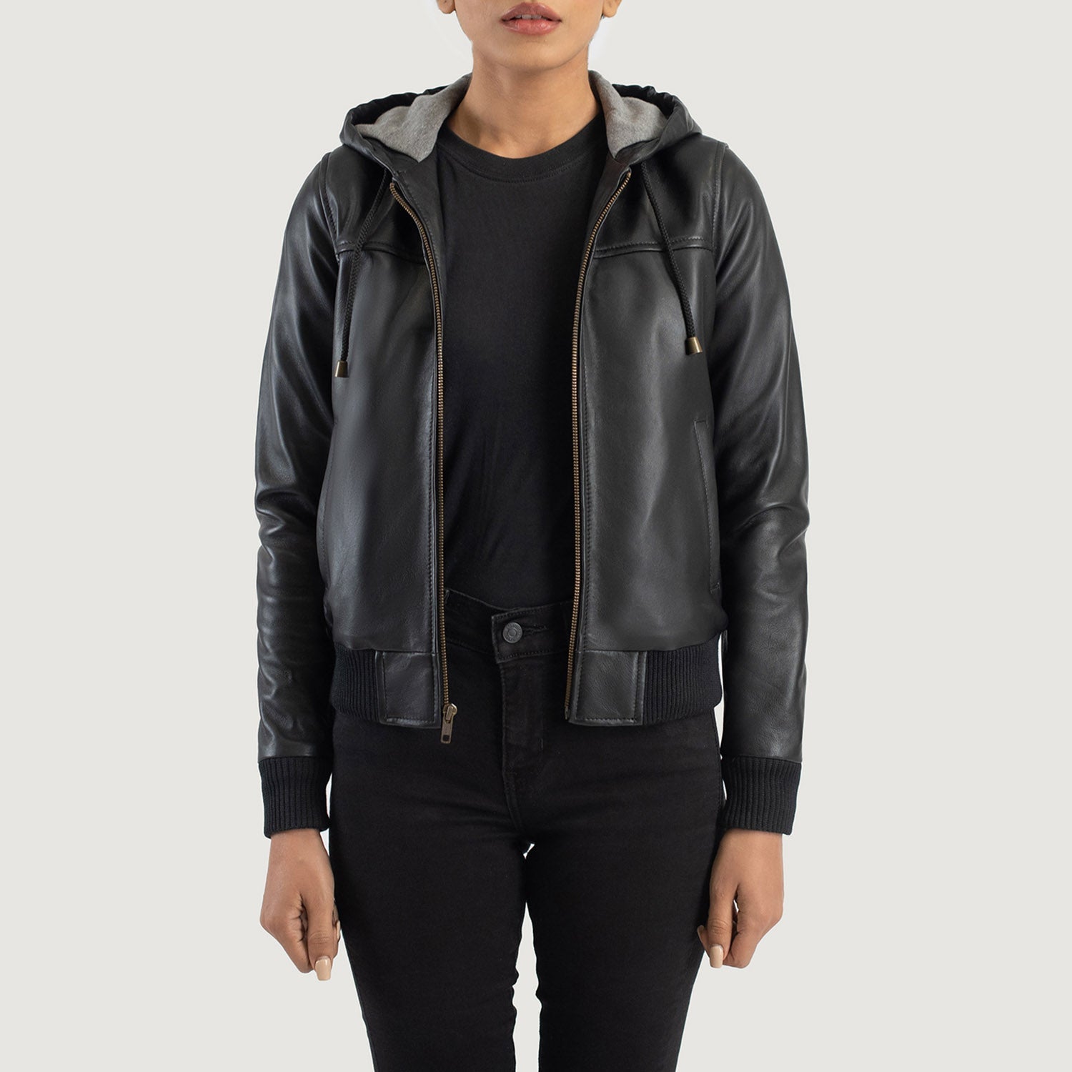Womens leather hoodie 2025