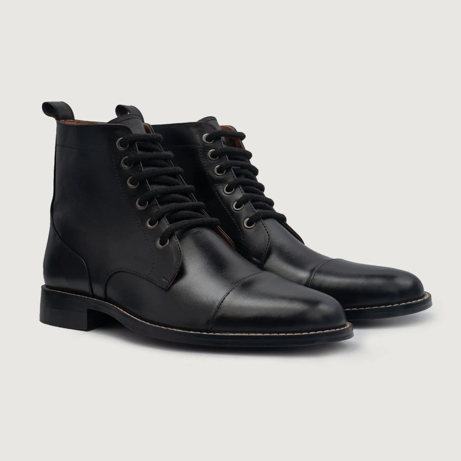 Men's Knight Derby Black Leather Boots – The Jacket Maker